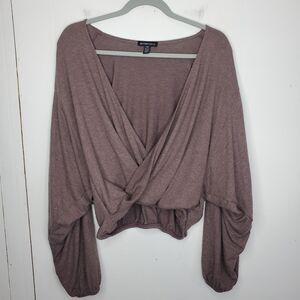 Beyond Yoga Wrapped Up Pullover Womens S Heather Purple Balletcore Cozy Batwing